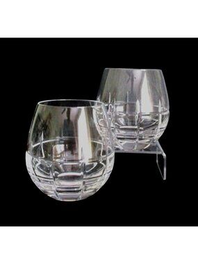 Set Of 2 Waterford Crystal Harper Stemless Wine Glasses 4" tall 14 oz
